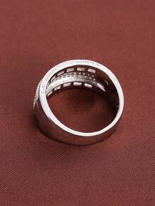 1pc Wide Band Design Cubic Zirconia Inlaid Fashion Ring For Women - Multicolor - View 6