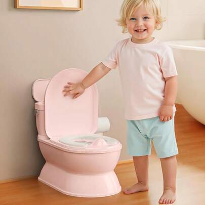 2-In-1 Toddler Potty Training Toilet - Larger Potty Chair & Detachable Training Boys & Girls Ages 1-3 With Flushing Sound, Wipes Storage, Toilet Paper Holder