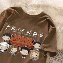 Camiseta Unissex Blusa T-Shirt Casual Estampada Friends Amigos Série Personagens Blusinha 100% Algodão - Marrom - Visão 4