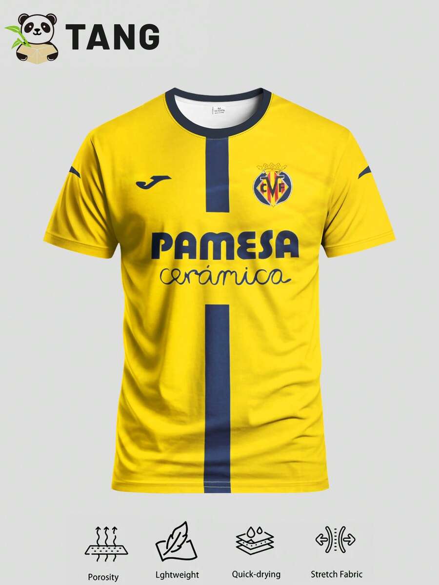 Villarreal 25/26 Home Men's Football Jersey & Crew Neck Comfortable Sports Top, Suitable For Match, Football Training, Casual And Holiday Wear & Gift