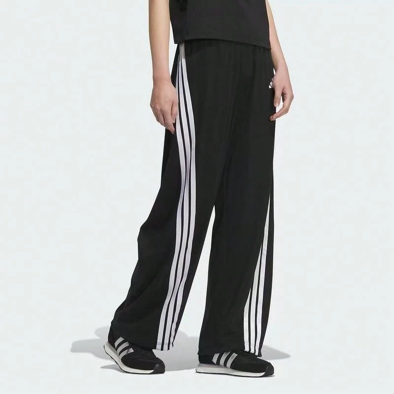 adidas BANANA KNIT JOGGERS 品牌logo三條紋運動寬鬆休閒褲 女款 - 黑與白 - 查看 1