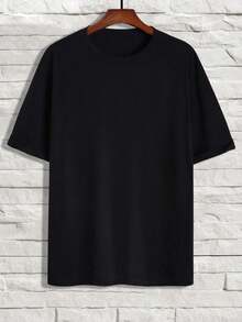 Men's Short-Sleeved Cotton Shirt - Black - View 1