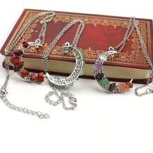 复古手工水晶碎石月亮吊坠，女士生日石吊坠，月亮形水晶首饰，复古生日礼物/能量礼物 - 多色 - 查看 5