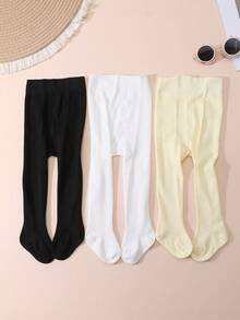 3 pares de medias opacas de unicolor minimalistas para niñas, adecuadas para uso diario para bebés de 0 a 8 años - Multicolor - Ver 10
