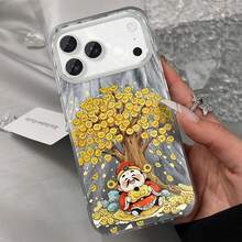 God of Wealth For  17 17IR 16 16E 15 14 13 12 11 Pro Mx 16 15 14 Plus Fether   Grdient IMD  with Cler Frme Full Body Shockproof Soft Edge Slim Fit Fshion   Cover - DKYSK-Little Feather-IXTOEYDios de la riqueza - Ver 6