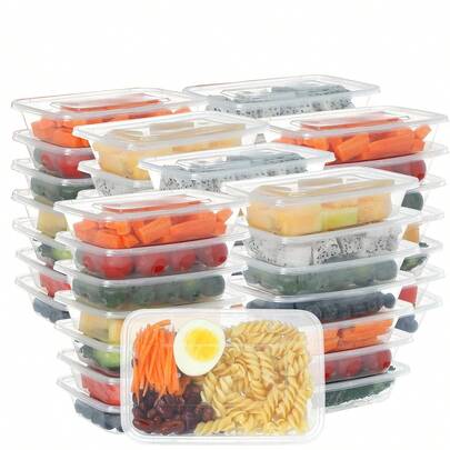 5/10/20pcs Takeout Food Storage Containers With Lids - 500ml, Stackable And Microwave , Suitable For Meal Prep And Takeout, Rectangular Bento Boxes For Healthy Eating, Plastic