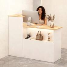 Mesa De Recepción Premium Simple Con 1 Cajón Y 1 Puerta - Blanco - Ver 8