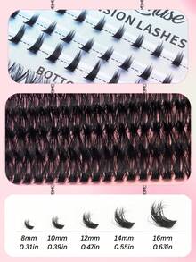 1815PCS/651PCS/582PCS Individual Lash Clusters With Lower Lashes, High Capacity Lash Clusters, 30D/50D/80D/100D/120D/15D D Curl, 0.31–0.63inch Mixed Length, Natural Look Extra Thick Wispy Ultra Soft Super Light Reusable Individual Segmented False Eyelashes, DIY Eyelash Extension Kit With Lash Glue, Bond & Seal, Tweezers & Lash Brush, For Self Use At Home Or On-The-Go, Suitable For Daily Life, Wedding, Dating, Party, Music Festival, Travel, Perfect For Halloween, Thanksgiving, Christmas, Valentine's Day, Lash Clusters Kit, Lashes, Eyelashes, Fake Lashes - 黑色 - 查看 5