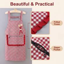 1pc Multi-Color Fashionable Cartoon Bouquet Cotton Apron, Cute & Stylish, Breathable Cotton, Multi-Functional Pocket Design, Front Flower Apron, Suitable For Holiday Gifts, Home Kitchen Cooking Apron, Protective Clothing - Multicolor - View 5