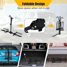 COSTWAY 2-Bike Hitch Mount Rack, Platform Style Bicycle Carrier Fits Vehicles W/ 1/4 & 2 Receiver, Foldable Bike Rack W/ Retractable Tire Cradles & Adjustable Frame Hooks For 20-26 Tires, Black - Black - View 5