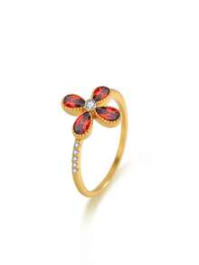 Anillo de trébol de cuatro hojas de plata de ley 925, uso versátil diario para mujeres, se puede apilar, regalo romántico del Día de San Valentín - Multicolor - Ver 1