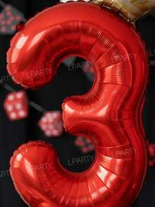12pcs/Set Red & Gold Birthday Balloon Set – Includes 32-Inch Red Number Balloons 0-9, Mini Gold Crown Balloons, 10-Inch Gold & 10-Inch Metallic Gold Latex Balloons – Suitable For Casino Theme Birthday Party Decoration - Red Numbers - View 7