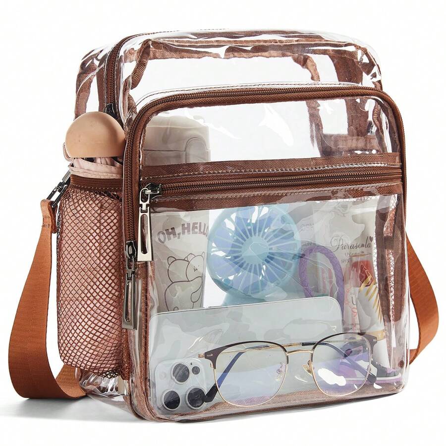 LATMAP Clear Bag For Women, Clear Crossbody Fanny Pack Stadium Approved, Small Clear Purse For Concerts Festival, Stadium Approved 10.7x 4.5 X 11.5 Clear Transparent Purse Bag For Concerts Sports Events Festivals,Clear Bag Concert,Mother's Day Gift - 棕色 - 查看 1