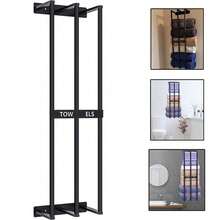 1PCS Wall Mounted Towel Rack Bath Storage Holder Stainless Steel Bathroom Black - Black - View 3