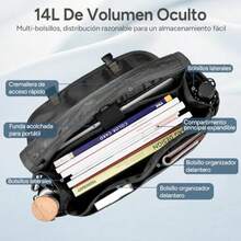 Bolso Mensajero Hombre Mochila Portafolio Bandolera Maletin Para Hombre Antirrobo 15.6" Impermeable - Portátil Múltiples Bolsillos Ligera para Oficina/Viajes/Universidad-022 - Gris - Ver 5