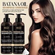 Batana Oil Shampoo And Conditioner Set - Deep Cleaning, Nourishing & Moisturizing Hair, With Biotin For Volume Fortify, Make Thin Hair Look Fully, Anti-Frizzing, Leave Soft & Smoooth Hair, Add Shine - Biotin Shampoo For Thinning Hair For Men & Women, 200ml*2 - 洗髮+護髮素 - 查看 9