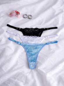 Set Of 10 Lace Panties With Adjustable Double Thong, Sensual Lace Lingerie, Women's Intimate Apparel, Wholesale - Nhiều màu - Xem 3