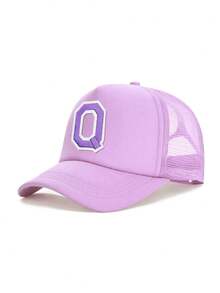 1pc Kids 26 Letter Decor Truck Driver Hat, Mesh Breathable Stylish Girls Baseball Cap, Suitable For Daily Outdoor Sun Protection, Great Gift For Back To School, Birthday, Holidays - Mauve Purple - View 17