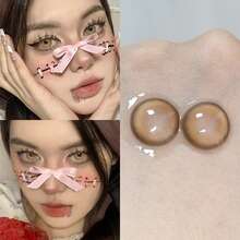 TINACON 星棕色美瞳，彩色隐形眼镜，1副装，软性隐形眼镜，适合女性日常佩戴，6个月使用期限。 - 棕色 - 查看 1