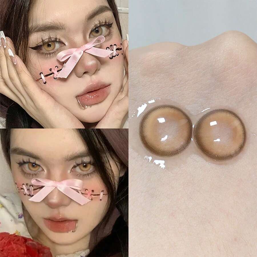 TINACON 星棕色美瞳，彩色隐形眼镜，1副装，软性隐形眼镜，适合女性日常佩戴，6个月使用期限。 - 棕色 - 查看 1