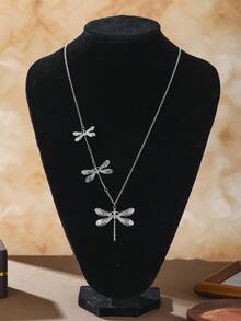 1件波西米亚风蜻蜓吊坠项链，简约个性复古风不对称设计，女士饰品 - 項鍊 - 查看 3