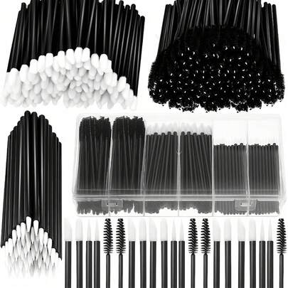 Bộ cọ trang điểm 250 món, cọ trang điểm chuyên nghiệp kèm hộp đựng - Không gây dị ứng, bao gồm cọ kẻ mày, lông mi, môi, chì kẻ mắt, dụng cụ trang điểm dùng một lần, phù hợp với mọi loại da - Hoàn hảo cho nhu cầu làm đẹp khi đi du lịch, dụng cụ trang điểm, cọ môi dùng một lần, chì kẻ mắt và mẫu thử son môi.