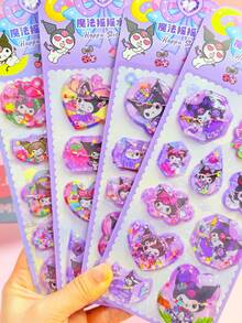 3D水波纹贴纸、水晶贴纸、闪亮浮雕贴纸、PP贴纸、可爱贴纸、减压挤压贴纸、宠物贴纸、可爱动物贴纸、爪印贴纸、厚实3D无痕自粘贴纸，适合送礼、交换贴纸、面部防护 - 彩色 - 查看 7