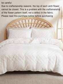 三件套白色床上用品,波浪形剪裁设计 - 包括被套和两个枕套,柔软舒适的涤纶面料,透气易洗,波浪形设计,适合海滨风格卧室,简约风格 - 白色 - 查看 11