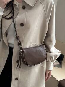 Mini Lychee Texture Crossbody Bag For Women, New Stylish Compact Versatile Daily Wear - Brown - View 2