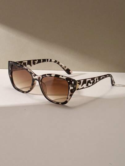 Leopard Print Sunglasses, Women's Retro Cat Eye Frame Plastic Fashion Glasses, Classic Style For Outdoor Travel Beach Vacation Casual Wear, Summer UV Protection Driving Sunglasses