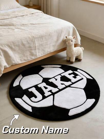 1pc Personalized Football Carpet With Name, Customized Children/Teenage Boys' Bedroom Football Mat, Anti-Slip Rug, 2026 Football Event Gift, Birthday/Christmas Present, Game Room/Dorm Home Decor