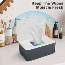 2 Pcs Wet Wipes Dispenser Box Wet Wipes Storage Box With Lid Tissue Box Holder Rectangular Baby Nappy Wipes Case For Toilet Bathroom - As Pic - View 2