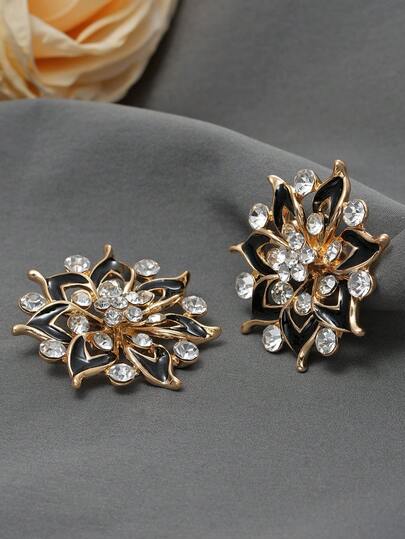 2 قطعة/عبوة أزرار معدنية مجوهرة بشكل زهرة مجوفة قياس 39 مم، ديكور خياطة عصري للكنزات والمعاطف والبدل والفساتين وفساتين الزفاف والباقات الزهرية وصناديق هدايا عيد الميلاد، اكسسوارات DIY