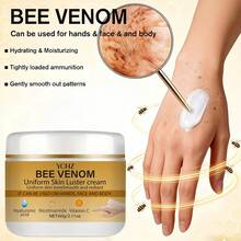 YCHZ Kem dưỡng da Bee Radiant Glow, chứa chiết xuất ong, niacinamide và axit hyaluronic, cho hiệu quả tức thì cho tay, mặt và toàn thân, tăng cường độ mịn màng, đàn hồi và săn chắc, làm căng da, giảm nếp nhăn và vết chân chim, chăm sóc da chống lão hóa, giúp da trông trẻ hơn, mỏng nhẹ và dễ dàng thẩm thấu, kem làm sáng và dưỡng ẩm phù hợp với mọi loại da - Công thức không gây dị ứng - 60g - Xem 10