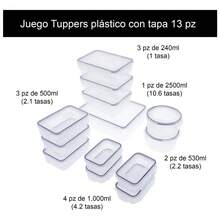Set 13 Tuppers Recipientes Para Comida Aptos Para Microondas Transparente - Negro - Ver 3