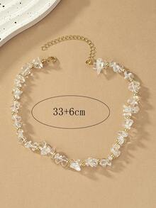 1pc 2026 New Arrival Fashionable Girl's Acrylic Sweet Transparent Geometric Beaded Necklace, Versatile Daily Wear - Pebble Necklace - View 6