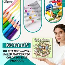 GDTME A 24-Page Spring-Themed Coloring Book With Comfortable And Cute Illustrations. Ideal For Stress Relief And Relaxation, A Great Gift For Family, Friends, Birthdays, Anniversaries, Back-To-School, Easter, Stationery Or Room Decor. Size: 7.9 X 7.9 Inches. - Cute - View 7