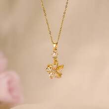 一套精致高端主钻微镶锆石项链和耳环，适合日常通勤佩戴 - 彩色 - 查看 6