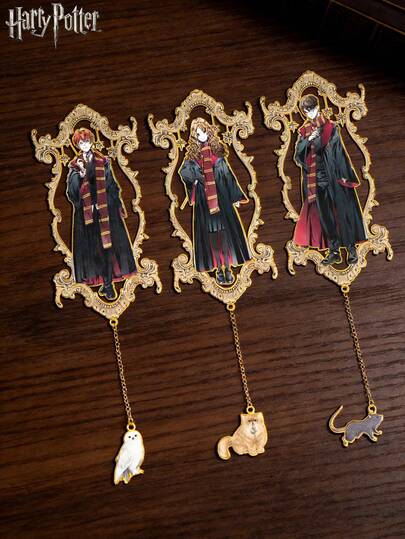Warner Bros 1pc Harry Potter Official Authorized Vintage Bookmark Character Series - Hermione, Ron, Harry, Hogwarts, Creative Reading & Writing Marker, For Harry Potter Fans Or Bookmark Collectors
