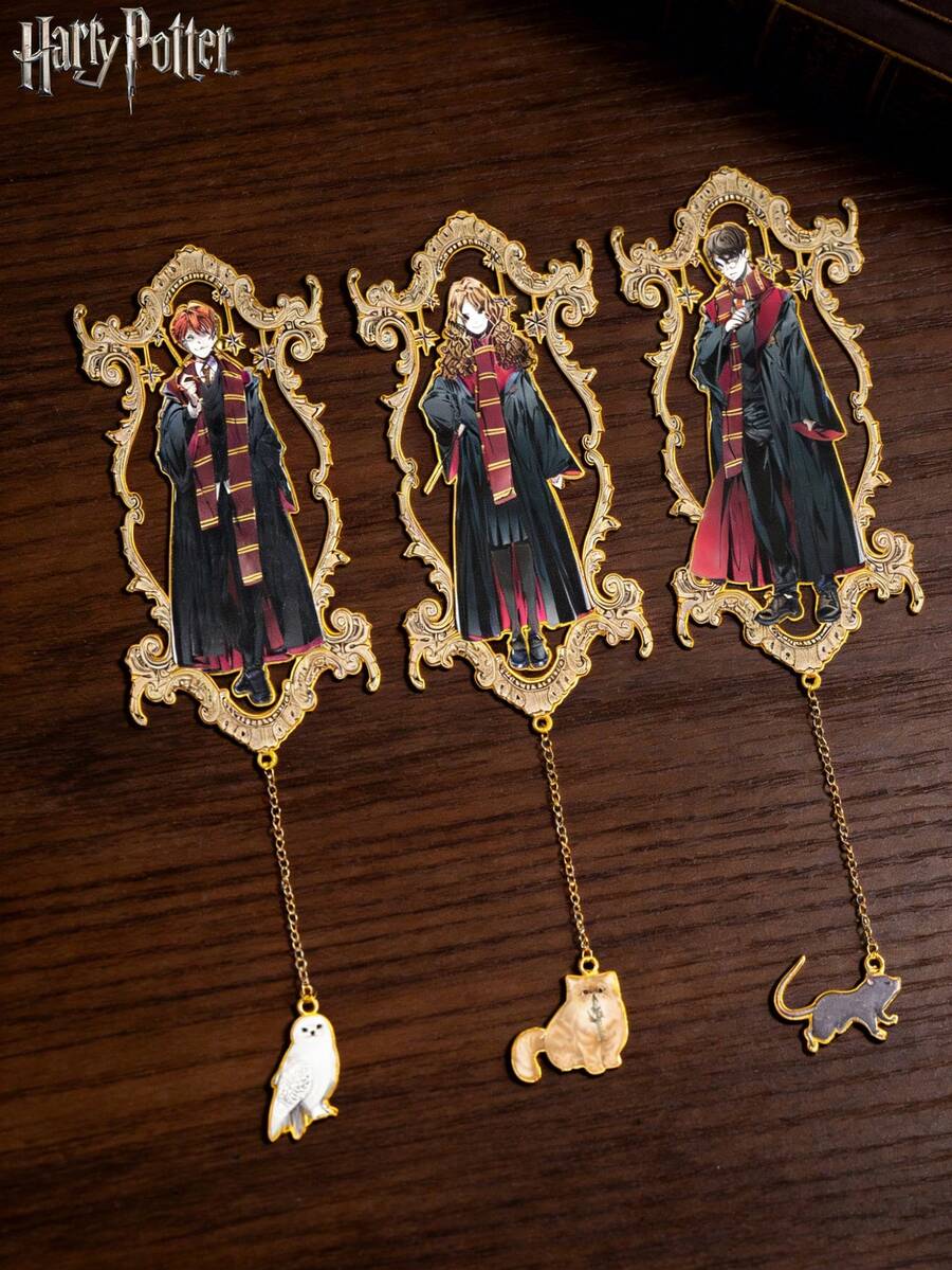 Warner Bros 1pc Official Authentic Vintage Distressed Style Bookmark Character Series, Including Harry, Hermione, Ron And Other Classic Characters, Reading Bookmark, Creative Writing Marker, Suitable For Fans And Bookmark Collectors To Collect And Use - Harry Potter - View 1