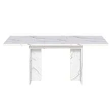 Extendable Dining Table, 140/180*80 Cm, Suitable For 6-8 People, Rectangular Shape, Thickened Tabletop, Simple Style, Table For Dining Room, Kitchen, Living Room - Putih - View 9