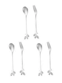 2件套/3件套不锈钢叶柄沙拉甜点叉勺，创意家居用具 - 彩色 - 查看 11