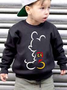 New Arrival | Disney Officially Licensed Unisex Kids Crewneck Sweatshirt (Ages 1-14) - 100% Polyester, Ultra Comfortable & Super Soft Black Pullover With Stylish Mickey Mouse Print, Relaxed Fit, High Aesthetic Appeal, High Turn-Rate, Daily Versatile, Commute Essential, Disney Limited Edition Design, Ideal For Casual Daily Wear & All Seasons, Express Delivery - Noir - Voir 1