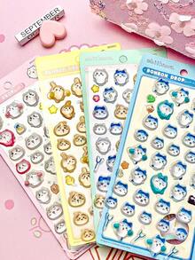 3D Embossed Cute Animal Stickers. The Appearance Is Simply Amazing! Soft And Adorable Cartoon Design, As Well As Delicate And Skin-Friendly Texture, Will Be Very Eye-Catching When Stuck On Backpacks Or Water Bottles. - Multicolor - View 2