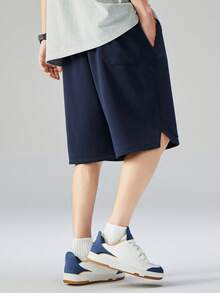 Plus Size Men's Loose Breathable Quick-Dry Basketball Shorts, Slimming American Style - Blue - View 6