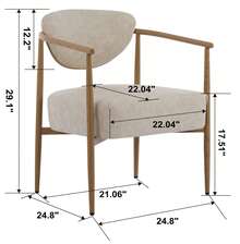Modern Sherpa Accent Chair, White Boucle Armchair With Wood-Look Metal Legs, Fuzzy Upholstered Reading Chair For Living Room Bedroom, Beige Leather - Da màu be - Xem 2