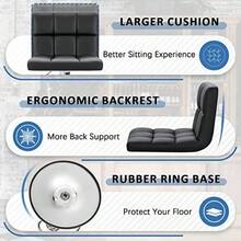 Bar Stools Modern PU Leather Adjustable Swivel Barstools Armless Hydraulic Kitchen Counter Bar Stool Extra Height Square Island Barstool With Back Set Of 2 Leather Black - 黑色 - 查看 5