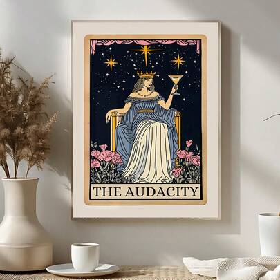 1pc The Audacity Tarot Card Print Funny Tarot Card Wall Art Witchy Prints Funny Art Dorm Room Decor Prints Funny Quote Poster, The Ideal Gift For Friends, Bedroom Art Print, Living Room Decor, Office Decor, Kitchen Decor, Bathroom Decor, Wall Arts, Wall Decor, Home Decor, Room Decor, Canvas Wall Art, Posters, Wall Art With Frame, Optional Frame ﻿ ﻿