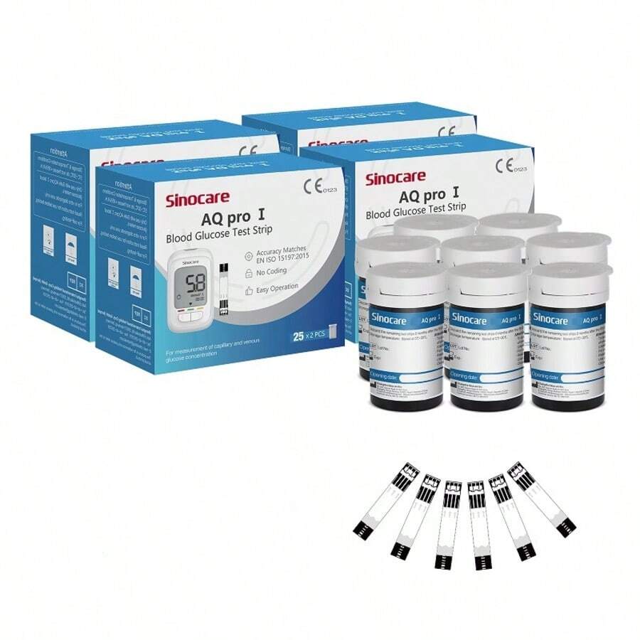 Sinocare AQ PRO I Blood Glucose Test Strips 200 Pieces (Without Meter, Without Lancets) - Nur 200 Blutzuckertests - Xem 1
