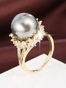 1pc Delicate Flower Circular Design Cubic Zirconia Inlaid Fashion Ring For Women - Multicolor - View 26